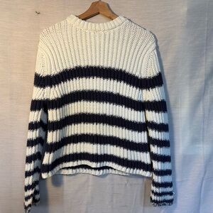 Peter Millar Striped Chunky Knit Sweater Cotton Blend Small